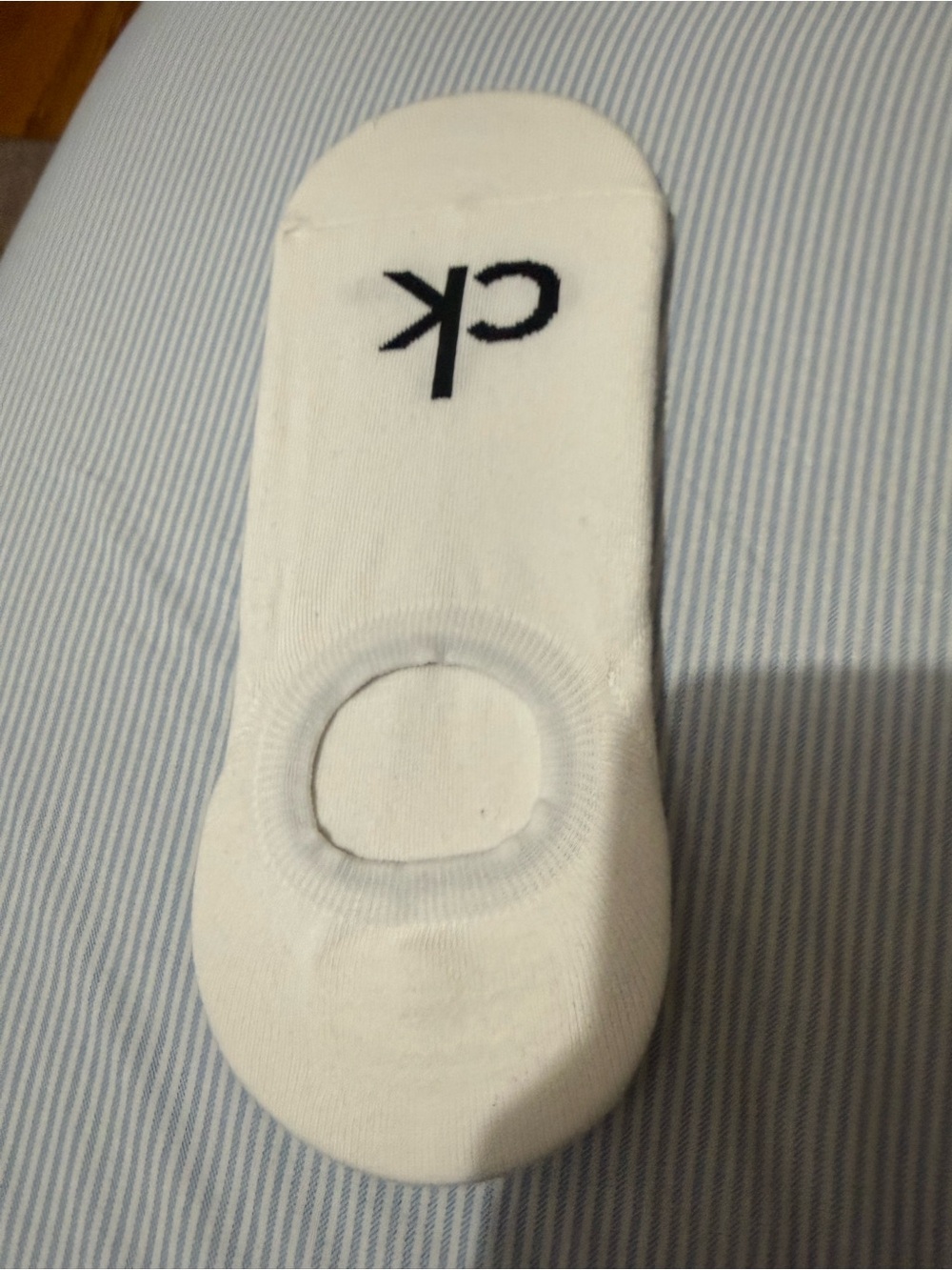 Calvin Klein White Low-Cut No-Show Sock with Black 'ck' Logo
